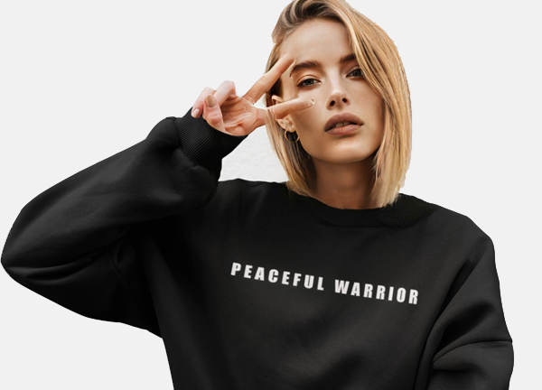 Peaceful Warrior Womens Crewneck Sweater